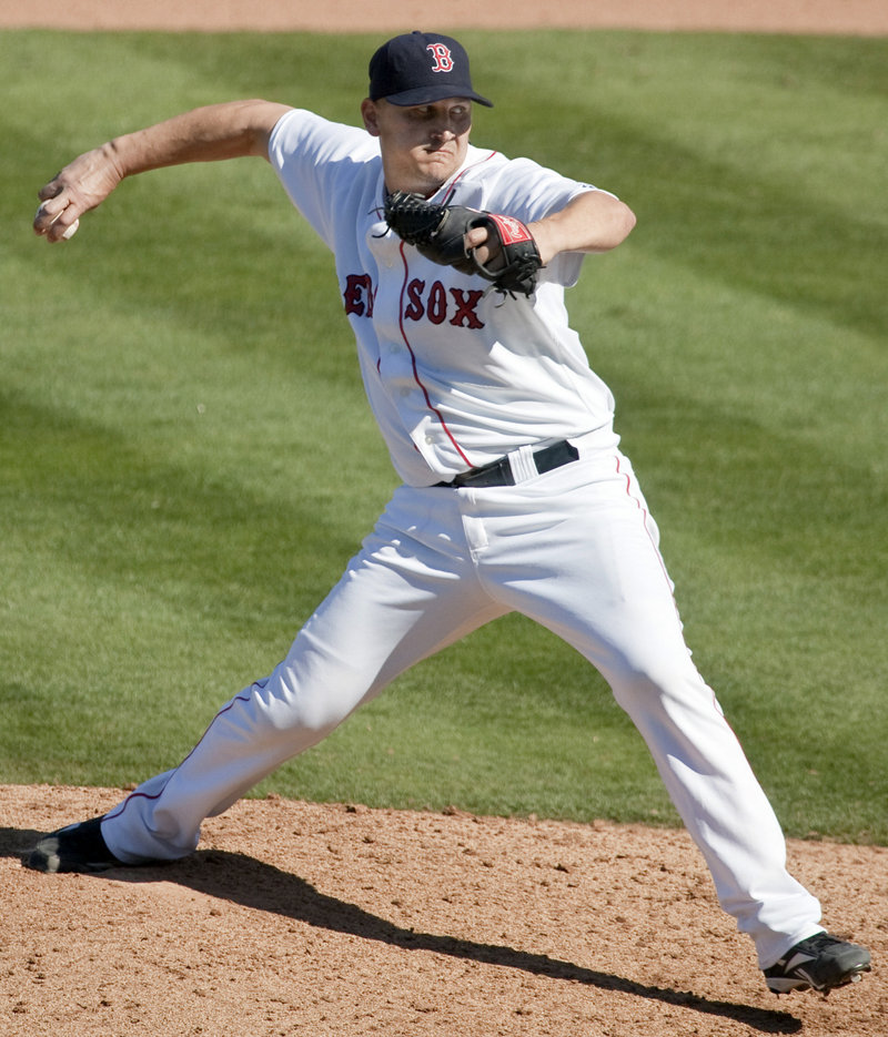 Joe Nelson, a former Sea Dogs closer, is one of the four older pitchers who are competing for a spot in the Boston Red Sox bullpen.