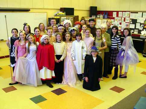 Members of the cast of the Wells Junior High School musical “Into the Woods” rehearse for the show, which they will perform Thursday, Friday and Saturday at the school on Route 1. Tickets are $5 for all shows and are available at the door.