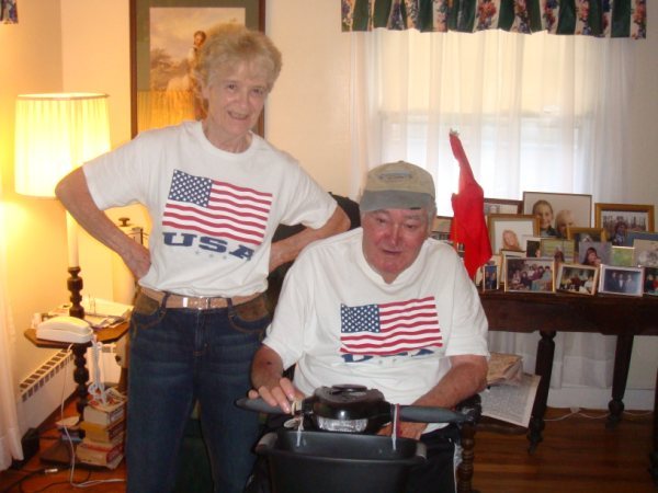 “Joe Fish” Hopkins is seen with his wife of 53 years, Jeanne. Even after retiring, he woke up at 4 a.m.