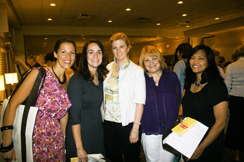 Karen Rawnsley of Cumberland, Robyn Rawnsley-Dutil of Cumberland, Heather DiSimone of North Yarmouth, who owns Beadin’ Path and donated jewelry, Jan Parker of North Yarmouth and Sarah Wallace of Yarmouth, who donated a Coach bag