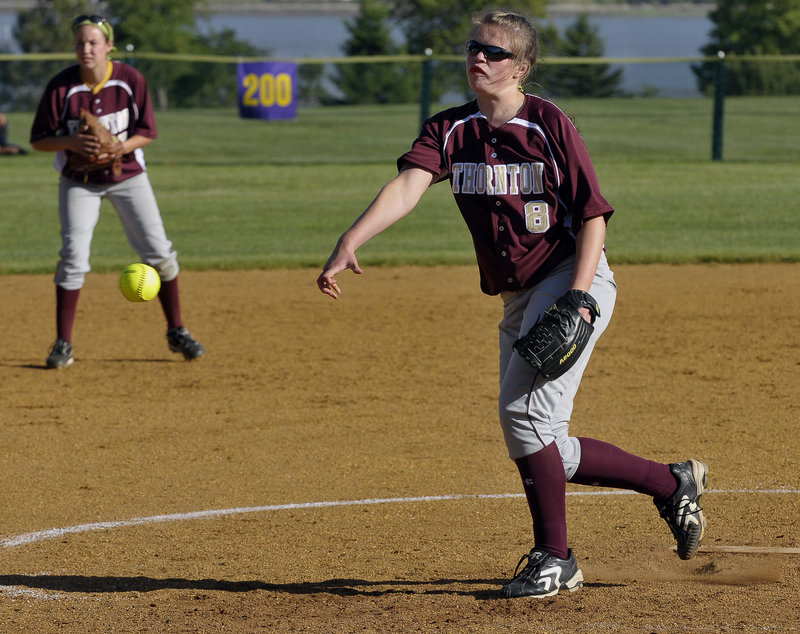 Julia Geaumont settled down after a three-walk first inning Friday to pitch a one-hitter for Thornon Academy in a 5-2 regional playoff win over Cheverus.