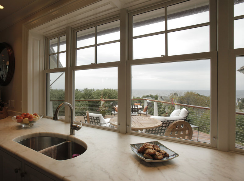 Julie Emerson's kitchen overlooks the entrance to Portland Harbor.