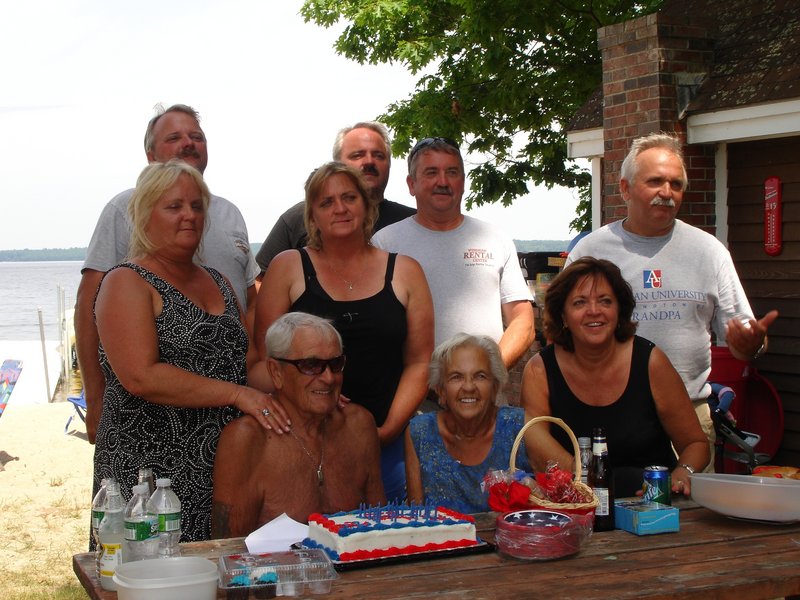 Sara ‘Sally’ Curtis is seated front, with her husband, Bob Curtis, and children front, Lisa Allen; second row, Susan Duchaine, Kitty Faulkner, Dan Shaw and Jon Shaw; and back, Jim Shaw and Tom Shaw.