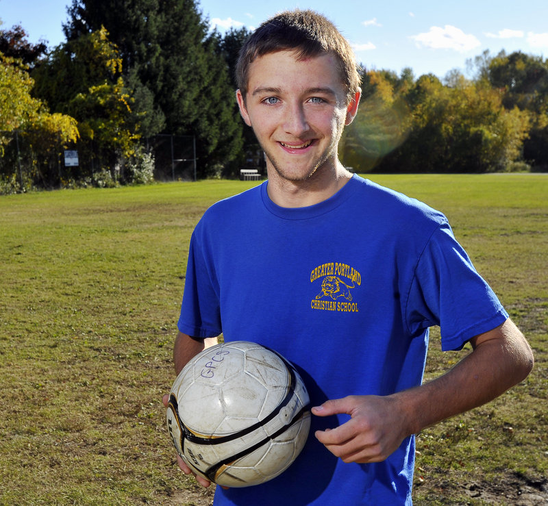 Anthony Simpson of Greater Portland Christian not only has scored 30 goals in the team’s 13 games this season, but has shown a work ethic that has inspired teammates.