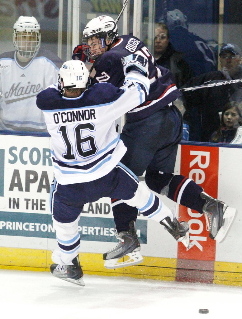 The game was played for pride and there was plenty of that on the line, as shown by hits such as Brice O'Connor's on Tyler Biggs late in the game.