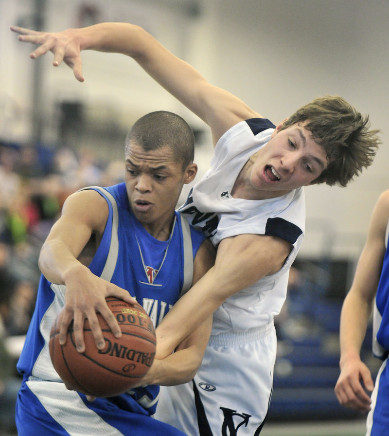 Isaac Roberts of Mountain Valley may have controlled the rebound against Aiden Sullivan of Yarmouth, but it was Yarmouth that controlled the game, pulling away to a 77-52 victory on a day of Class B quarterfinals at the Expo.