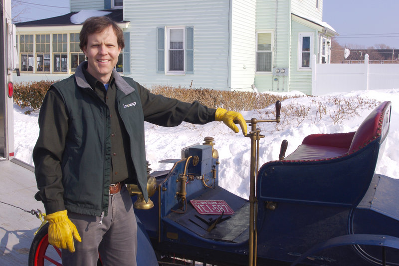 Will Borders is shown with the family’s 1902 Autocar. The car was purchased new in St. Louis by his great-great-grandfather.