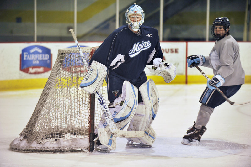 Dan Sullivan, a 22-year-old freshman, is second in Hockey East in goals-against average and will be the No. 1 goalie for the University of Maine as the Hockey East and NCAA playoffs approach.