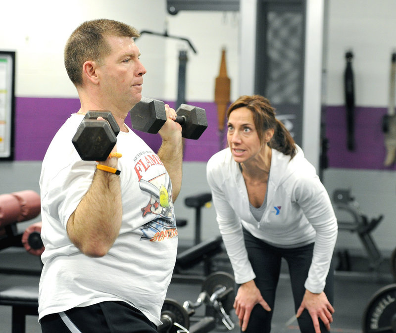 Stephen Martin, who is seeking “a lifestyle change,” is among six Biddeford area residents chosen to receive free fitness training from Lisa Lewis.