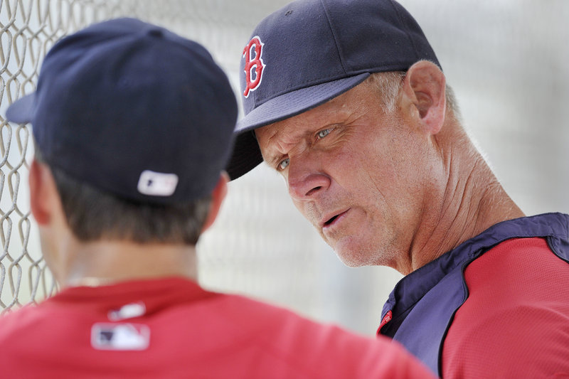 Sea Dogs pitching coach Bob Kipper, talking with pitcher Miguel Gonzalez, will find out soon who will be on his staff this season as spring training winds down. The Sea Dogs will open their season at home April 7 against Reading.