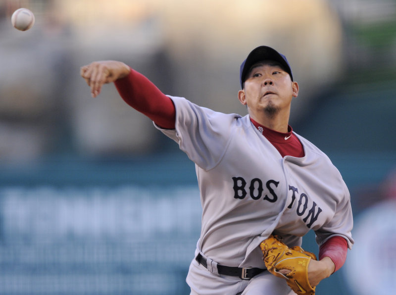 Daisuke Matsuzaka has had trouble in his career against the Los Angeles Angels, but Saturday was his night. Matsuzaka allowed one hit in eight innings, striking out nine, to lead the Boston Red Sox to a 5-0 victory.