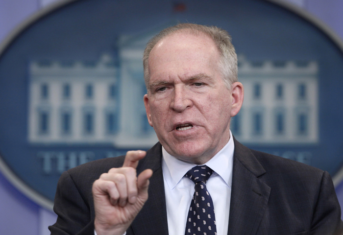 John Brennan, deputy national security adviser for homeland security and counterterrorism, holds a briefing at the White House today.