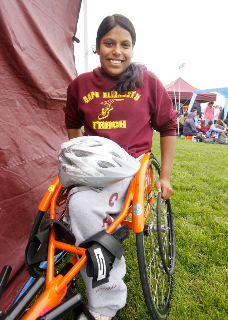 Christina Kouros of Cape Elizabeth asked last year if she could compete in a state meet. Today, she will.