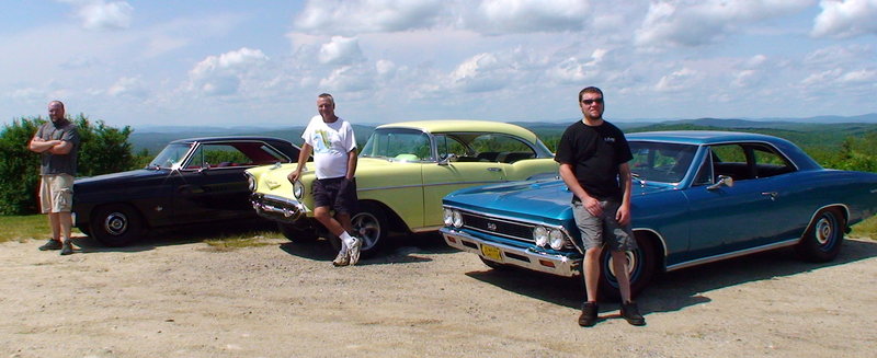 The Ronfeldt family has cars in its blood. Before the sons could even drive, they were hooked on building cars. From left are: Will Ronfelt and his 1966 Chevy II; Jeff Ronfelt Sr. and his 1957 Chevy; and Jeff Jr. and his 1966 Chevy Chevelle.