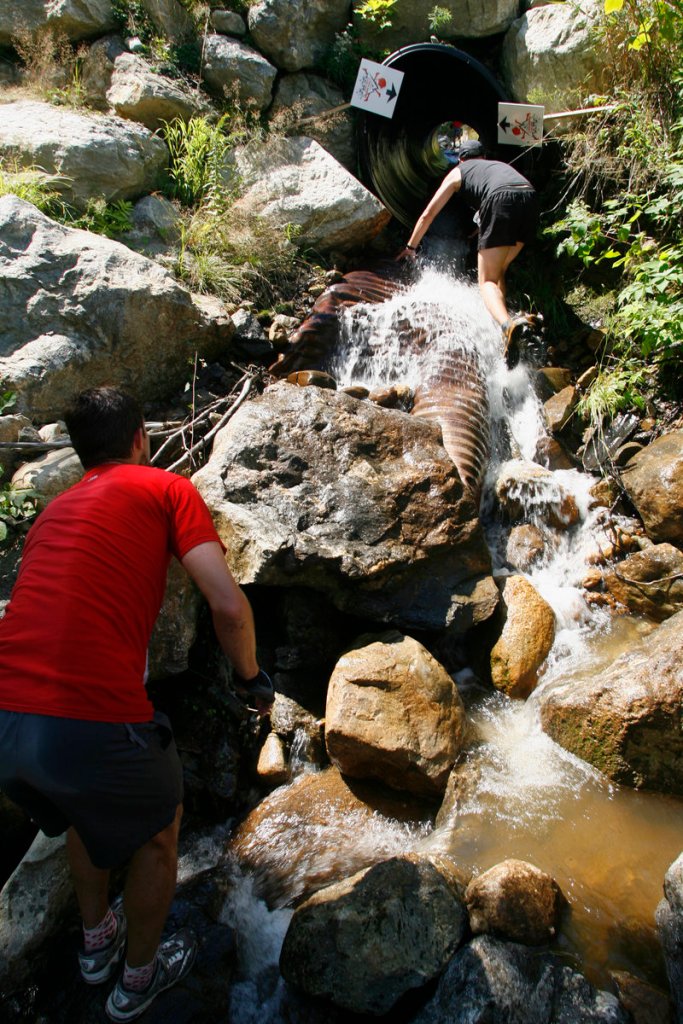 Getting wet and crawling through culverts is all part of the fun.