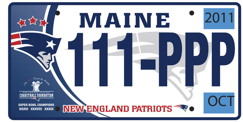 A sample Patriots plate