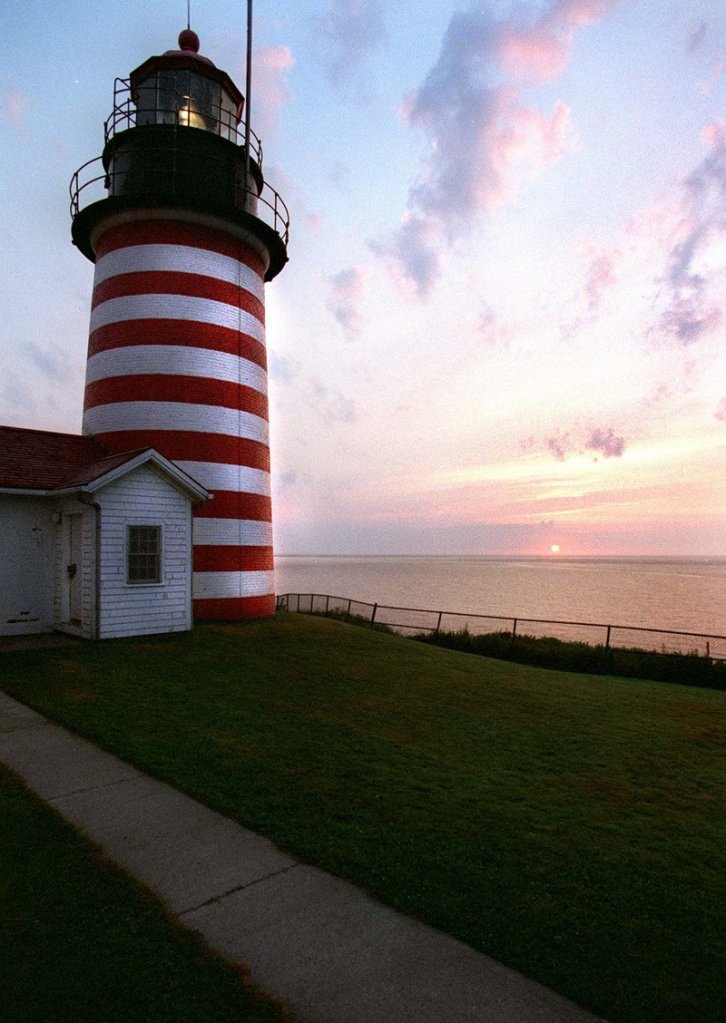 West Quoddy Head Lighthouse in Lubec. Inset: Marshall Point Lighthouse in Port Clyde.