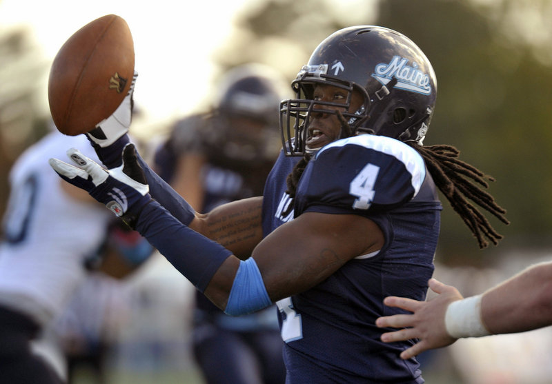 Vinson Givans, a linebacker for the University of Maine, is part of a defense that is second in the CAA in passing yards allowed.