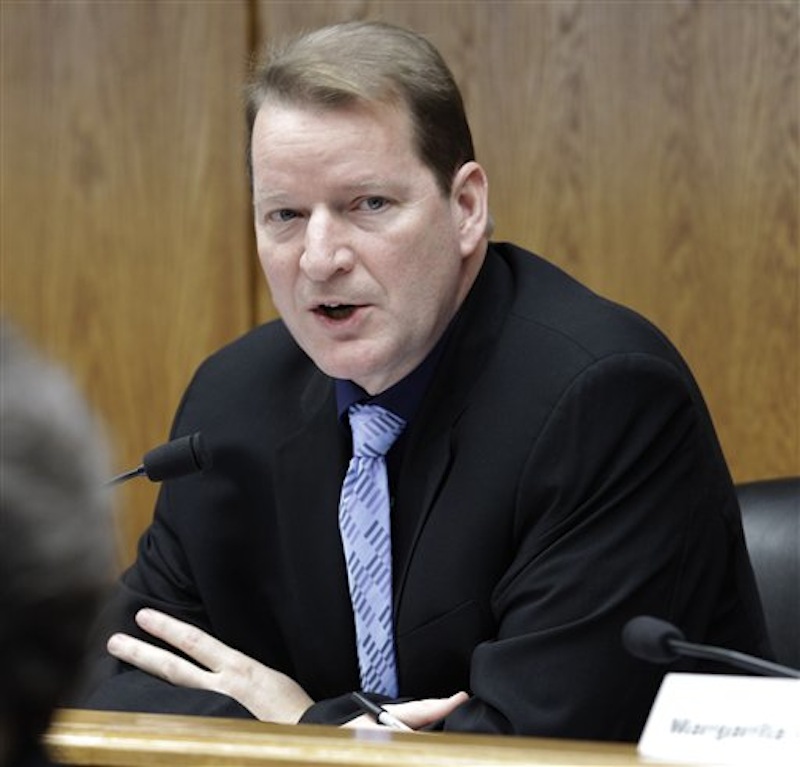 Sen. Craig Pridemore, D-Vancouver, speaks Monday, Jan. 23 at the Capitol in Olympia, Wash. about proposed legislation that would legalize same-sex marriage in Washington state. Sen. Mary Margaret Haugen, D-Camano, who was previously undecided, announced her support for the measure Monday, all but ensuring that Washington will become the seventh state to allow gay and lesbian couples to get married. (AP Photo/Ted S. Warren)