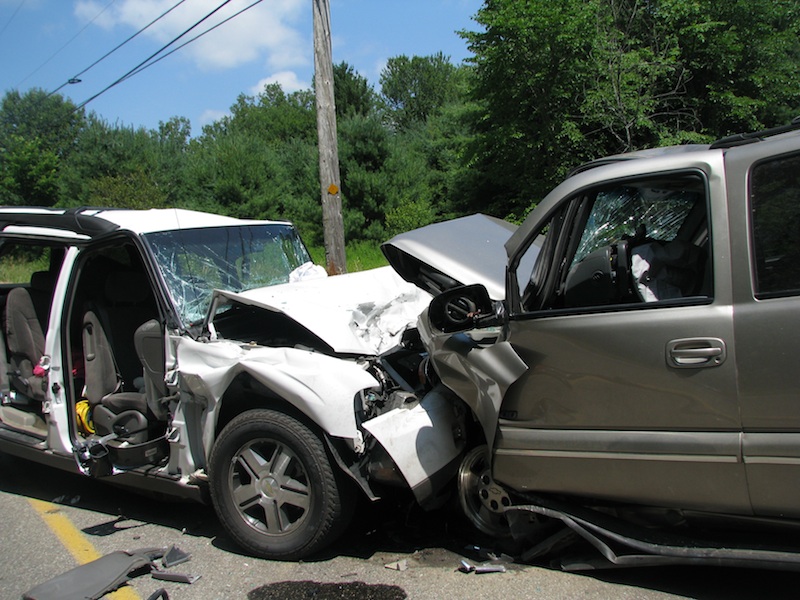 Hill Road was shut down for several hours Monday, July 16, 2012 following a two-vehicle crash that sent six people to the hospital.