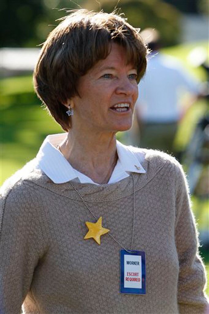 In this Oct. 7, 2009 file photo, former Astronaut Sally Ride speaks to members of the media as NASA personnel set-up astronomy equipment on the South Lawn of the White House in preparation for an event with the President and the First Lady, in Washington. Ride, the first American woman in space, died Monday, July 23, 2012 after a 17-month battle with pancreatic cancer. She was 61. (AP Photo/Pablo Martinez Monsivais, File)