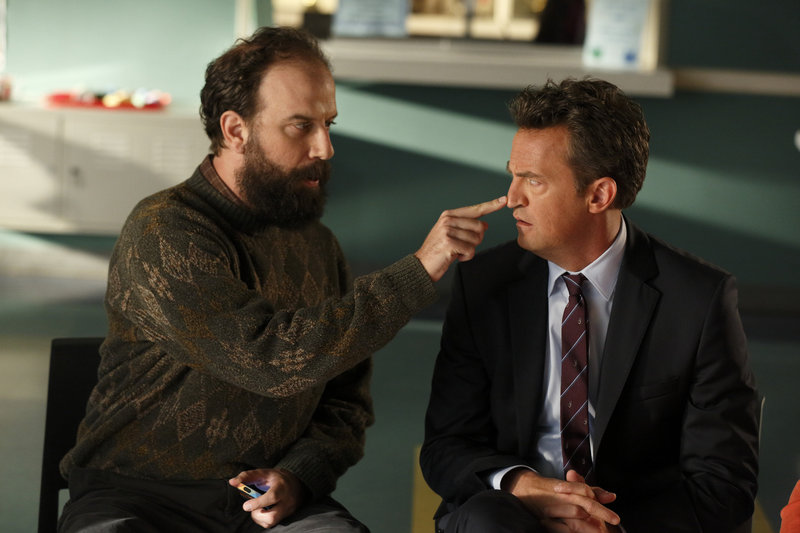 Brett Gelman, left, and Matthew Perry in NBC’s “Go On.”