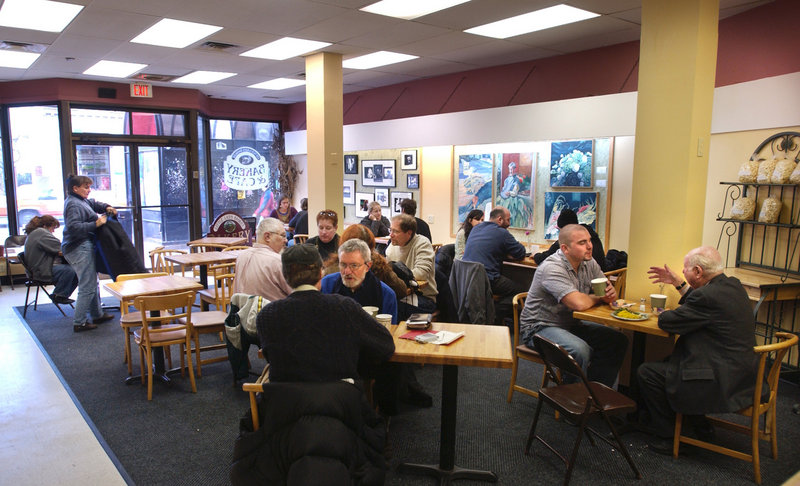 Little Lad’s Bakery and Cafe on Congress Street in Portland serves sandwiches and a vegan buffet of classic American comfort food. It also is locally famous for its popcorn.