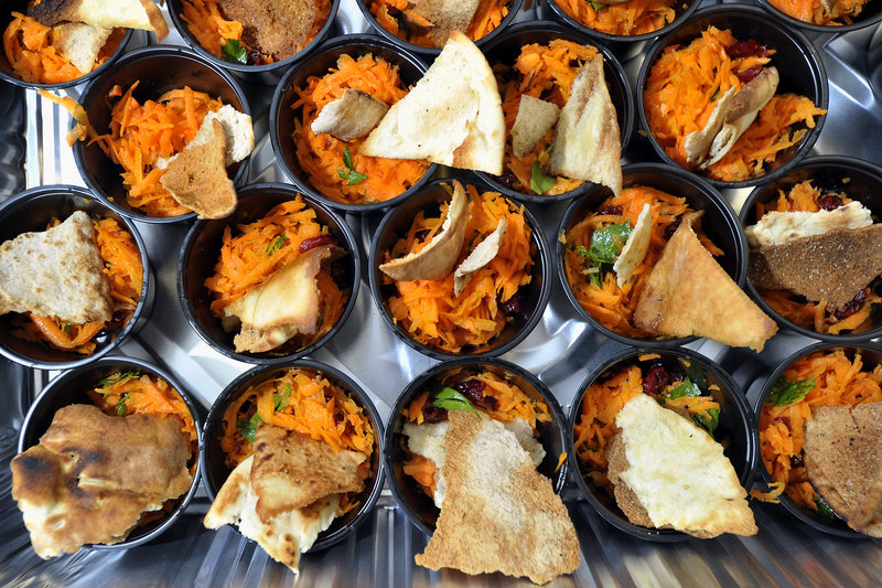 Carrot slaw and pita chips were among the healthy menu options at South Berwick Central School.