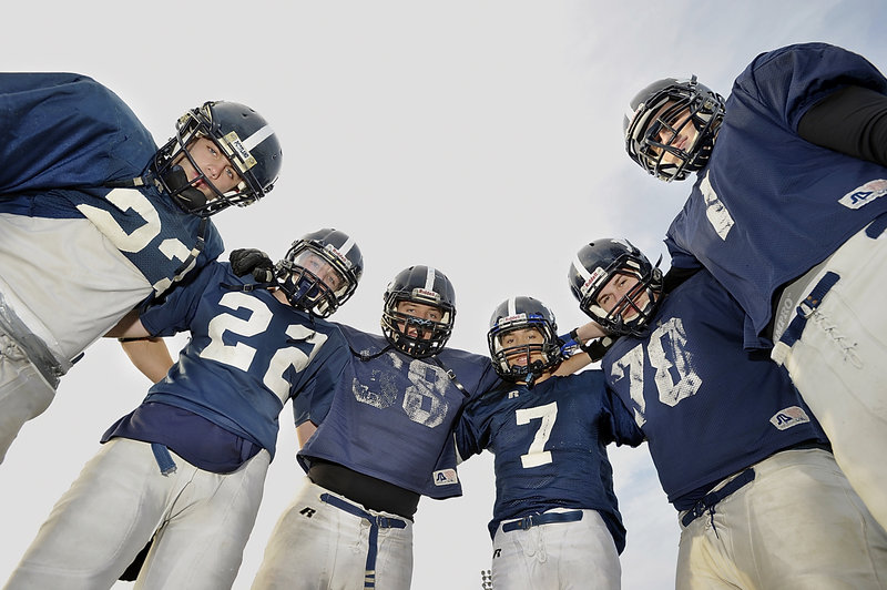 Portland High had 22 freshmen playing football in 2009, and six remained for all four years, enduring two tough seasons to go 6-4 this year. They are, from left: Nick Volger, Joe Nielsen, Tate Gale, Drew Graham, Kyle Reichert and Casey Mahoney. Thursday is their last game together.