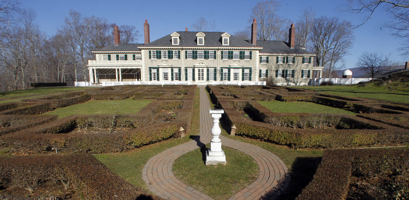 This Monday, Nov. 19, 2012 photo shows the Robert Todd Lincoln mansion Hildene in Manchester, Vt. The Georgian Revival home was built in 1905 by Robert Todd Lincoln, the only one of the president's four children to survive to adulthood. (AP Photo/Toby Talbot)