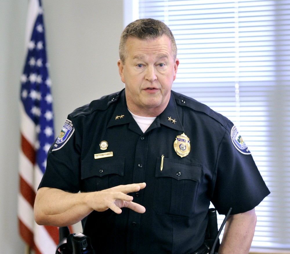 Friday, April,6, 2012. Sanford police chief Tom Connolly conducts a crisis intervention team training class at the Sanford Police Station.