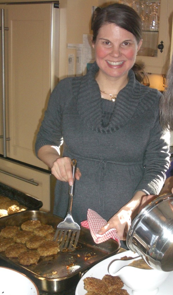 A pregnant Avery Yale Kamila plates her popular pumpkin seed croquettes on Thanksgiving.