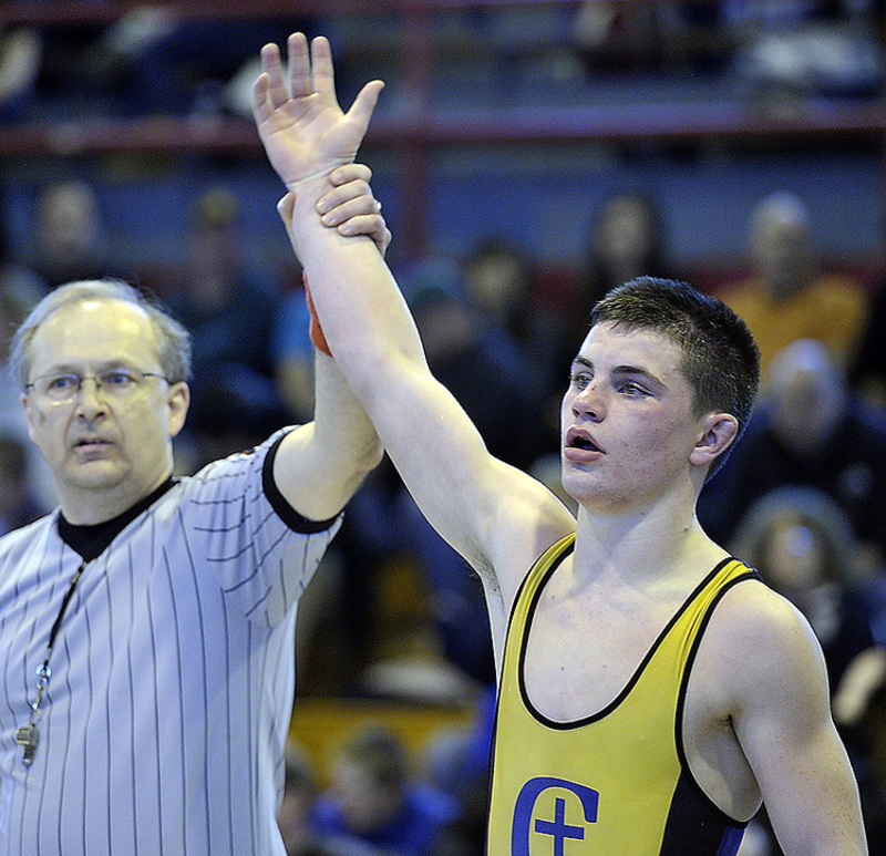 Iain Whitis of Cheverus worked his way through the field to capture the 126-pound title at the Class A wrestling state championships in Sanford on Saturday.