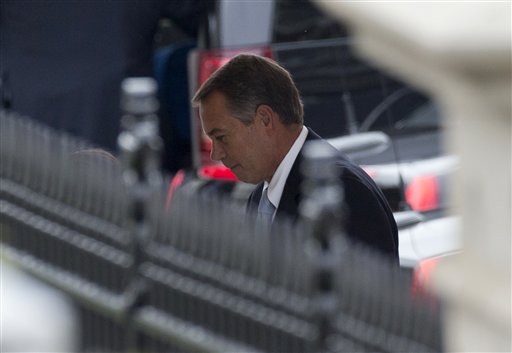 House Speaker John Boehner of Ohio enters the White House in Washington, Friday, March 1, 2013, for a meeting with President Barack Obama and Congressional leaders to discuss the automatic federal spending cuts. A fiscal deadline all but blown, President Barack Obama says he once again wants to seek a big fiscal deal that would raise taxes and trim billions from expensive and ever growing entitlement programs. (AP Photo/Carolyn Kaster)