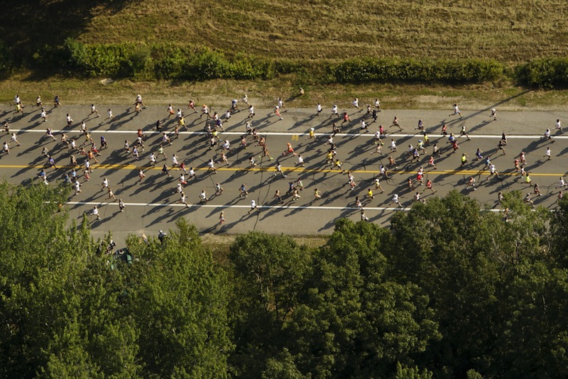 In this Aug. 4, 2012 file photo, runners compete in the Beach to Beacon 10K road race. Dave Weatherbie, president of the Beach to Beacon race, said it’s too early to talk about any extra security measures that might be added to the 2013 event following the Boston Marathon bombings.