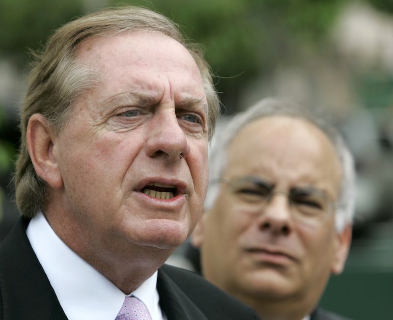 In this Monday, July 23, 2007 file photo, attorney Frank Rubino, left, talks to reporters as Jon May looks on during a news conference in Miami. Attorneys who handle terrorism and other notorious cases say public opinion is stacked against the defense for obvious reasons. Rubino, who represented former Panamanian dictator Manuel Noriega on drug conspiracy charges, agreed it wouldn't make sense to deny the younger Tsarnaev's involvement in the Boston Marathon bombings, but attorneys could try to spare his life by focusing on his age - 19 - and possible coercion by his older brother, Tamerlan, 26, who was killed Friday, April 19, 2013 in a fierce police shootout. (AP Photo/Alan Diaz)