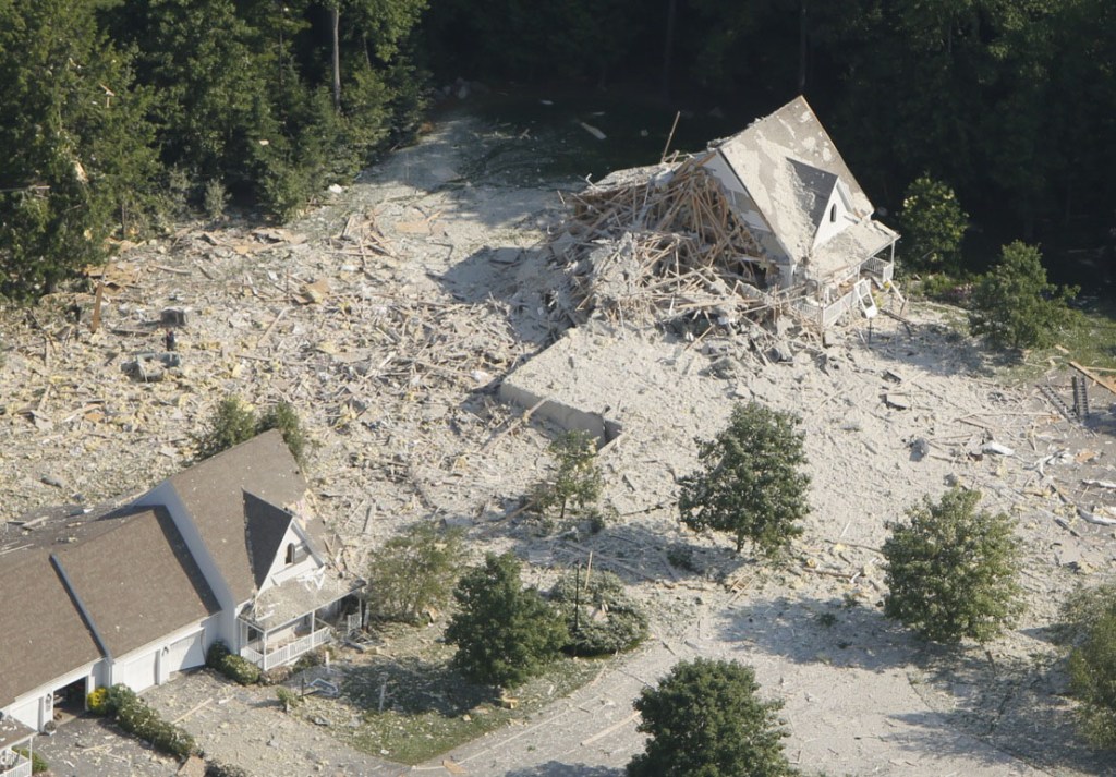 The scene of the destruction after the explosion at the North Gables condo complex in Yarmouth on Tuesday.