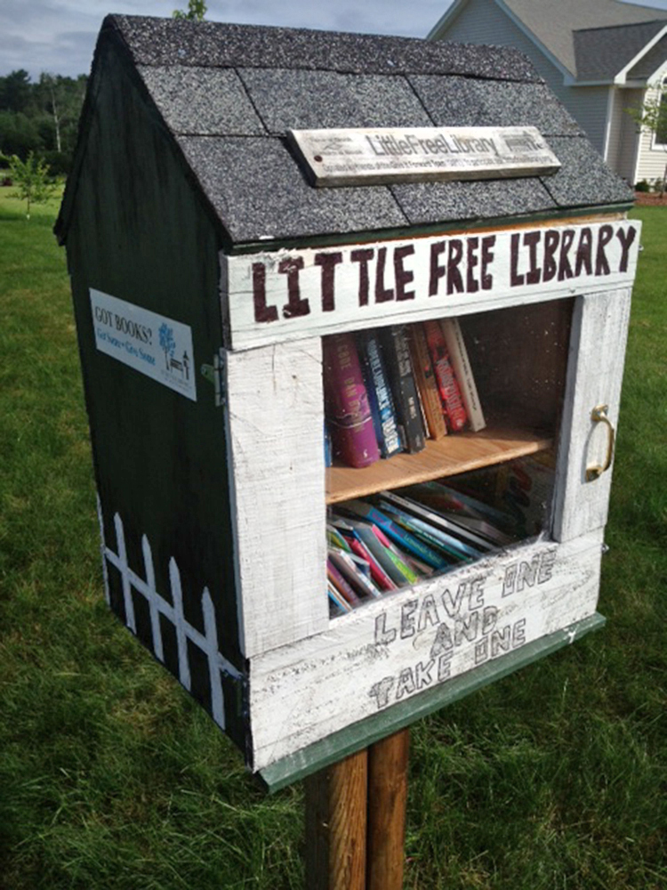 Jon Woodcock’s library in Saco awaits borrowers and donors.