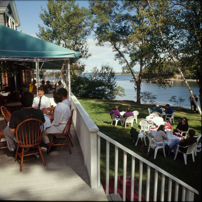 Diamond’s Edge restaurant on Great Diamond Island in Casco Bay is reachable by Casco Bay Lines ferries.