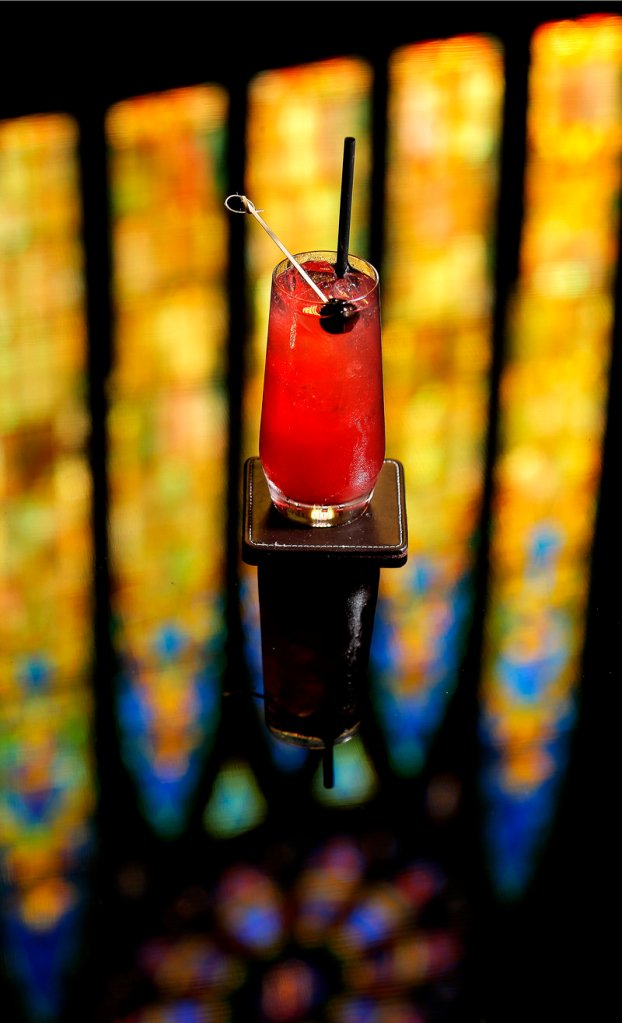 A Bing cherry shrub cocktail created by Luke O'Neill, a bartender at Grace in Portland.