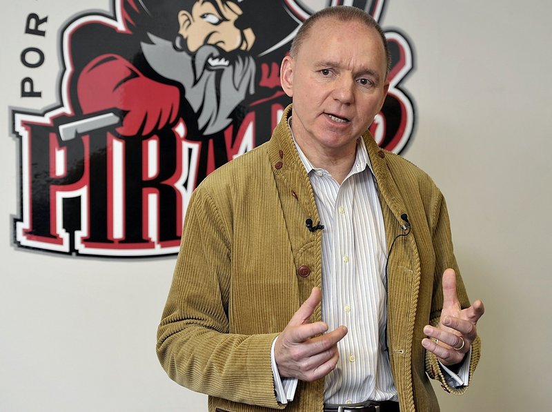 Portland Pirates owner Brian Petrovek, above, and Ron Cain will host a news conference at the Androscoggin Bank Colisee in Lewiston at 2 p.m. Thursday to discuss the Pirates immediate future.