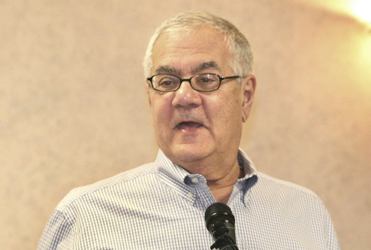 Tim Greenway/Staff photographer--- U.S. Representative Barney Frank (D-MA) adresses the crowd during the Maine Medical Marijuana Expo at Fireside Inn and Suites in Portland on February 26, 2011.