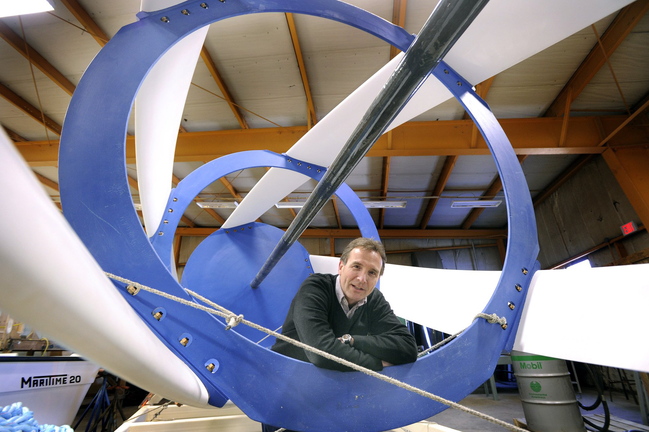 Ocean Renewable Power Company will be one of the exhibitors at this year’s TechWalk. Here, John Ferland, vice president of project development, stands inside a composite hydro kinetic turbine.