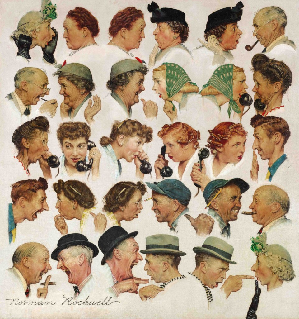 This undated file photo provided by Sotheby’s shows the popular Norman Rockwell masterpiece “The Gossips” which sold Wednesday, Dec. 4 for just under $8.5 million at Sotheby’s in New York.