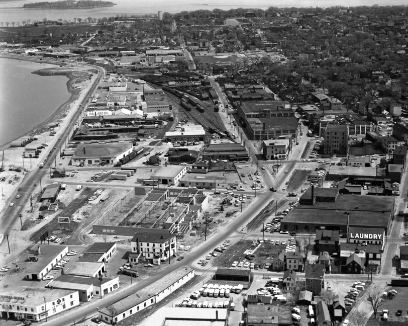 This circa 1960 photo shows Portland’s Bayside neighborhood looking east, before the construction of Interstate 295.