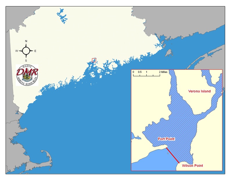 The closure extends from Wilson Point across to Fort Point and north into the Penobscot River.