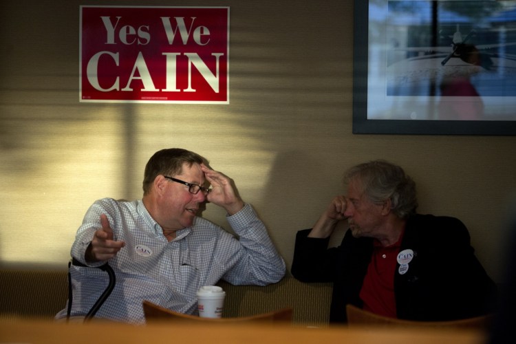 Members of Emily Cain’s family wait in a room at the Holiday Inn on Odlin Road in Bangor for results from the primary election Tuesday. 