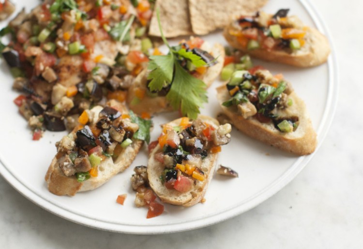 Grilled eggplant bruschetta.