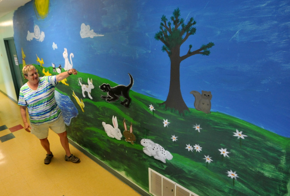 Margi Hayes, outreach coordinator for the Humane Society Waterville Area walks through the refurbished shelter Wednesday.