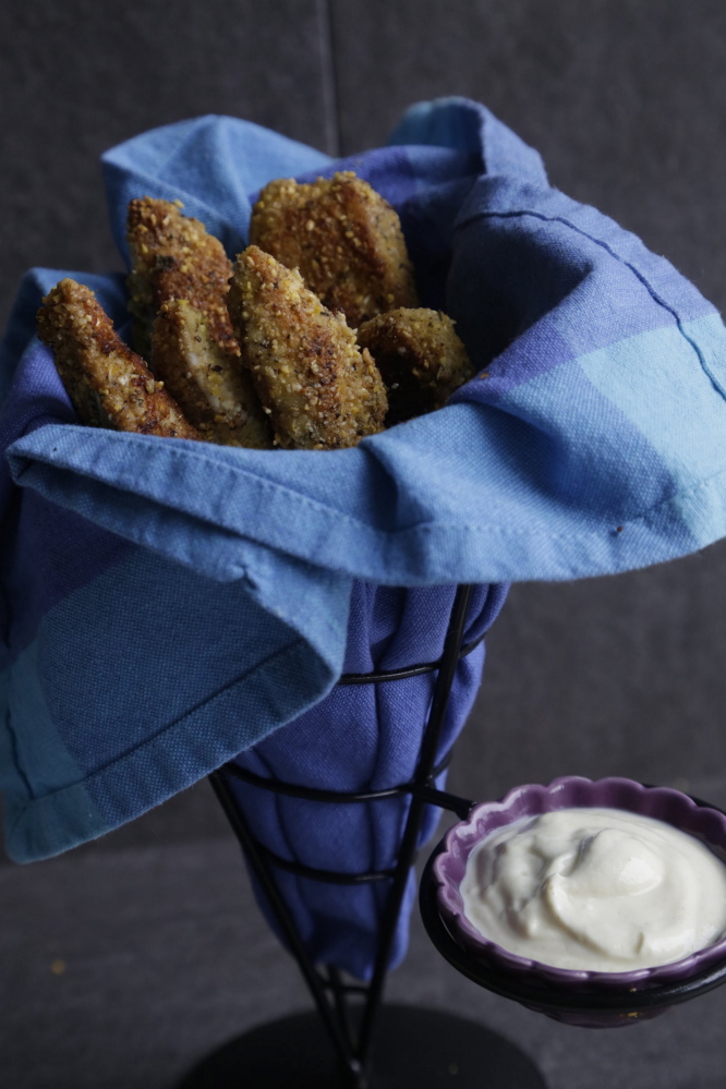 Gluten free whole grain breaded chicken fingers is one recipe in Lisa Howard's new cookbook, "Healthier Gluten-Free: All-Natural Whole-Grain Recipes Made with Healthy Ingredients and Zero Fillers". (Kathleen Galligan/Detroit Free Press/MCT)